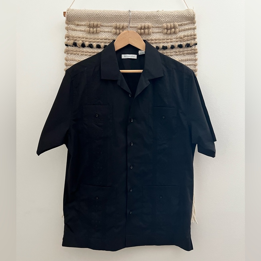 Cubavera Black Casual Button Down Shirt